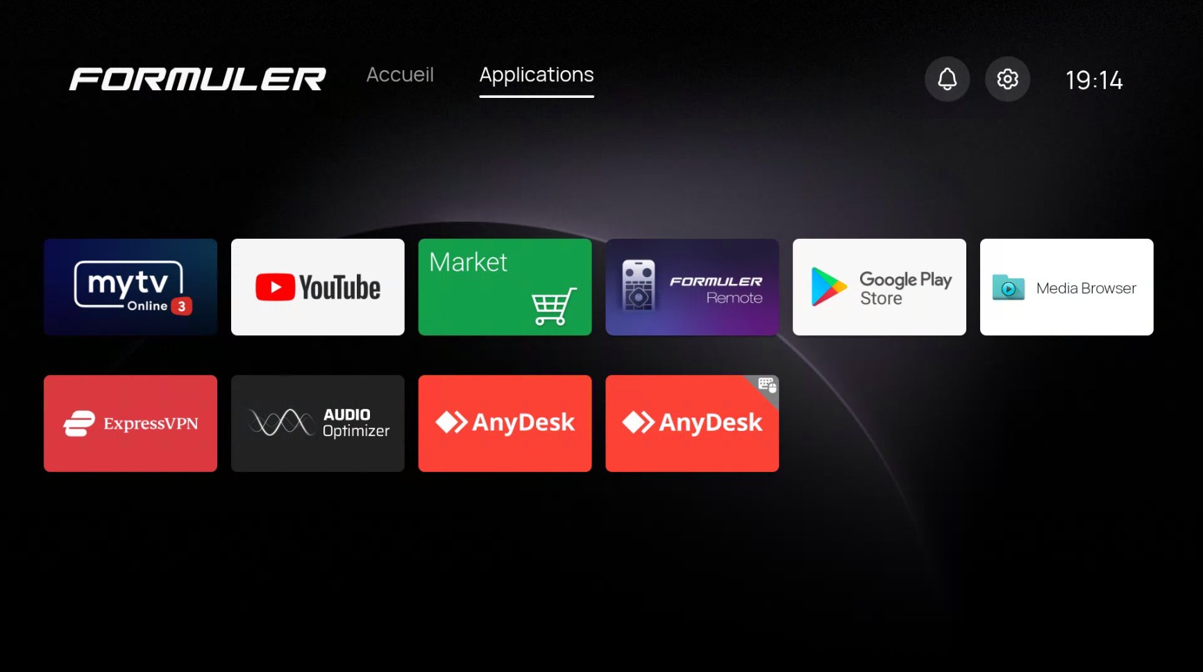 Onglet Applications avec AnyDesk