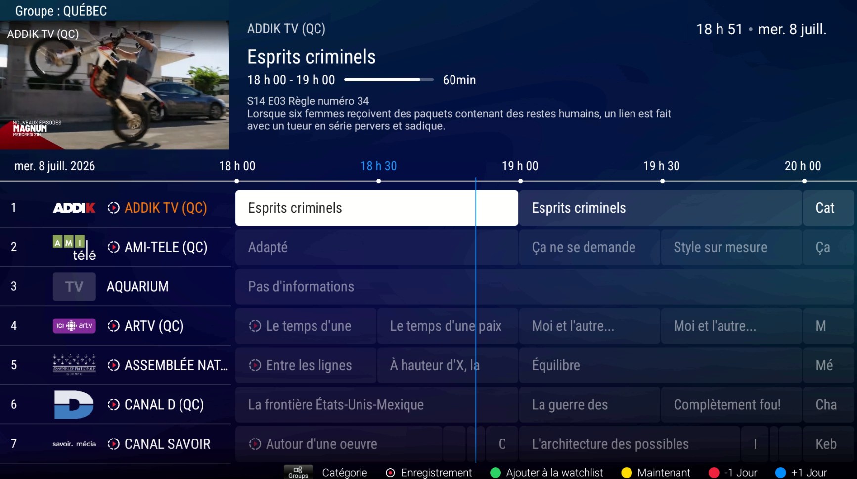 Guide horaire dans MYTVOnline